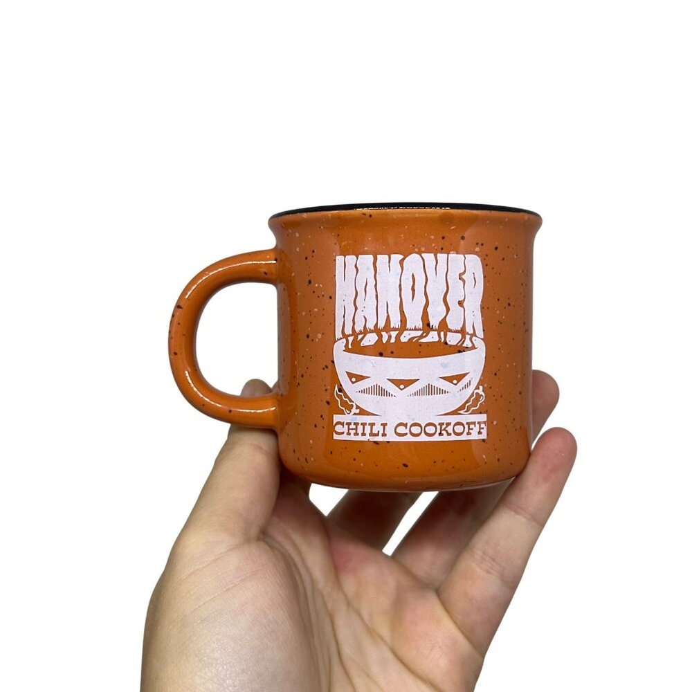 VTG Hanover Chili Cookoff Campfire Mug | Orange Speckled Diner‎ Coffee Cup 2.5"